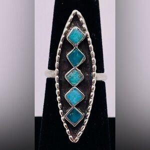 Vintage Navajo 925 Sterling & Turquoise Ring, Old Pawn Sz 6 - GORGEOUS!